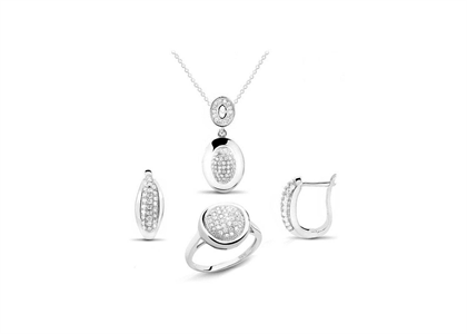 Rhodium Plated | CZ Studded Pendant Sets